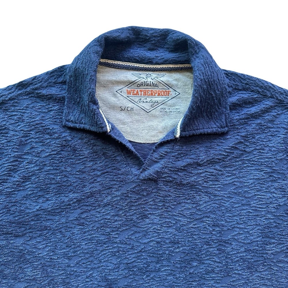 Weatherproof Vintage Naval Academy Polo Shirt‎ Men's S Navy Blue Textured - Picture 7 of 11